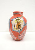 (Maggie Boyd) Ambiguous European Ornament Vase in red with Witches Leg and Domestic Scenarios