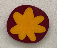 Martha Rich - red button with yellow flower