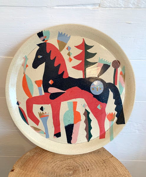 (Heidi Anderson) Red and Black Horse Plate